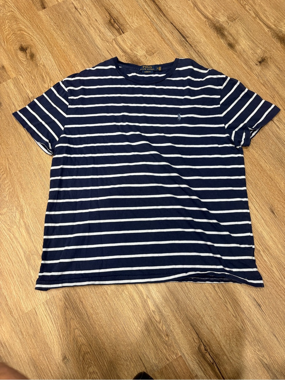 Ralph Lauren Navy & White Striped Crew T-Shirt